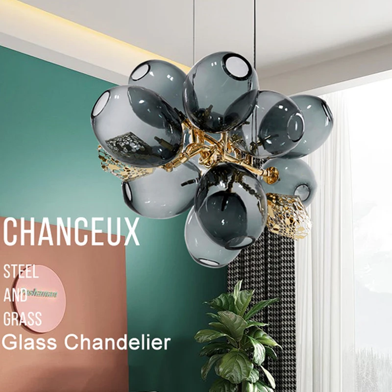 

Modern Luxury Ceiling Chandelier Living Room Dining Room Villa Foyer Pendant Lighs Glass Shade Decorative LED Glossy Lamps