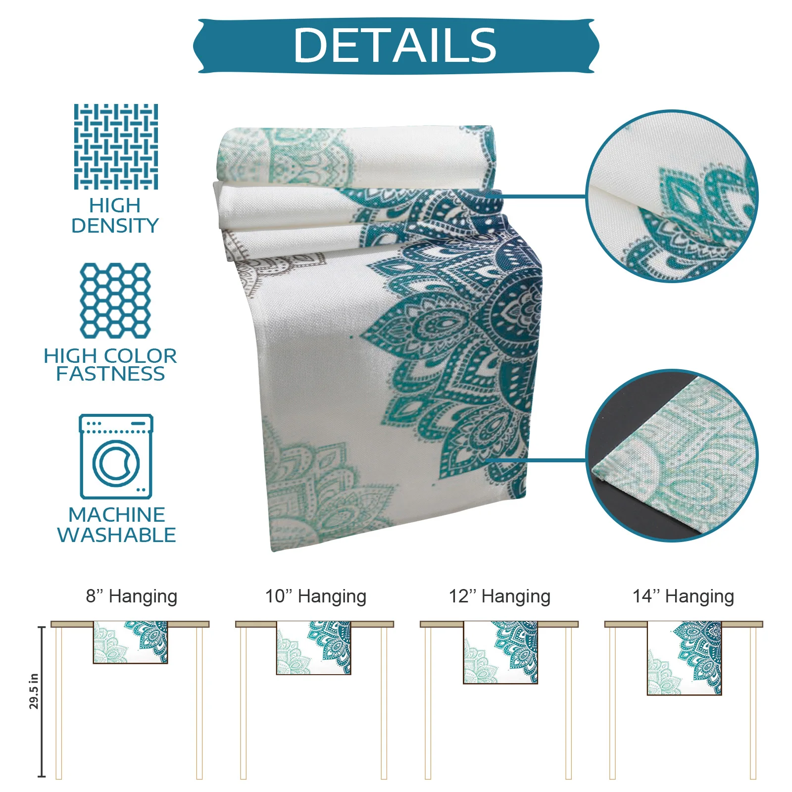 Градиентные богемные Цветочные льняные настольные дорожки мандала планшетоны