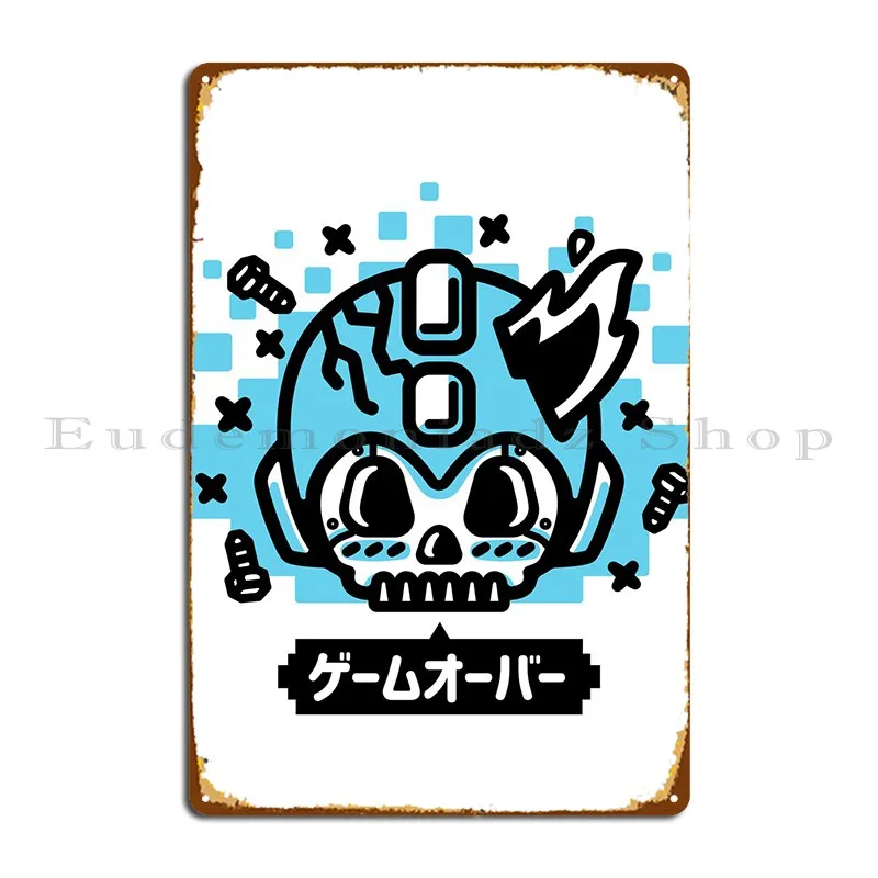 Металлический плакат «Game Over Rokkuman», клубный кинотеатр, дизайн, классический персонаж, жестяной плакат