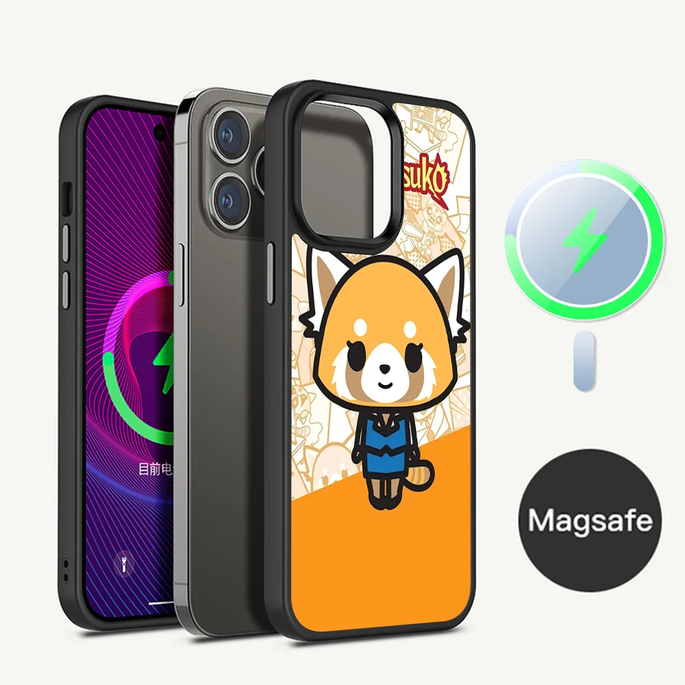 Милый чехол для телефона с рисунком A-Aggretsukos магнитный iPhone 16 14 13 12 11 15 Pro Max Plus Magsafe