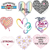 heart flowers iron on transfers for clothing diy cartoon flower cartoon heat thermal transfer patches for kids clothes applique