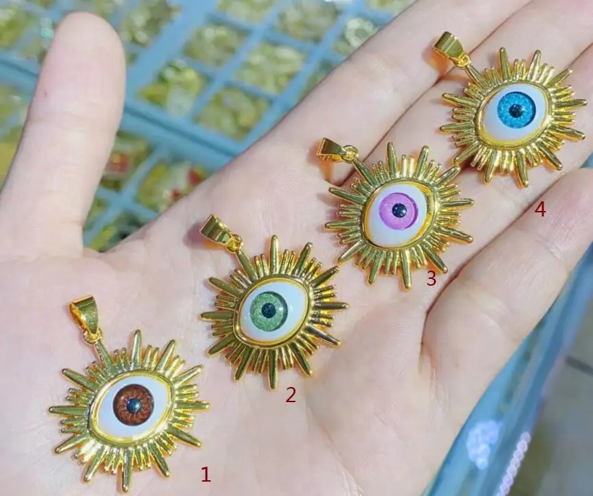 

1pcs CZ Stone Coin sun eye shell Necklace Charms for Jewelry Making Gold Pendant Charms for Jewelry Wholesale fsg4