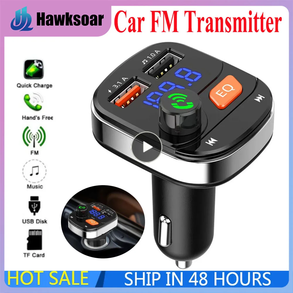 

Bluetooth 5.0 FM Transmitter Hands Free Car MP3 Player Dual USB Receiver Deep Bass EQ Sound Effect Car Charger Bluetooth Adapter