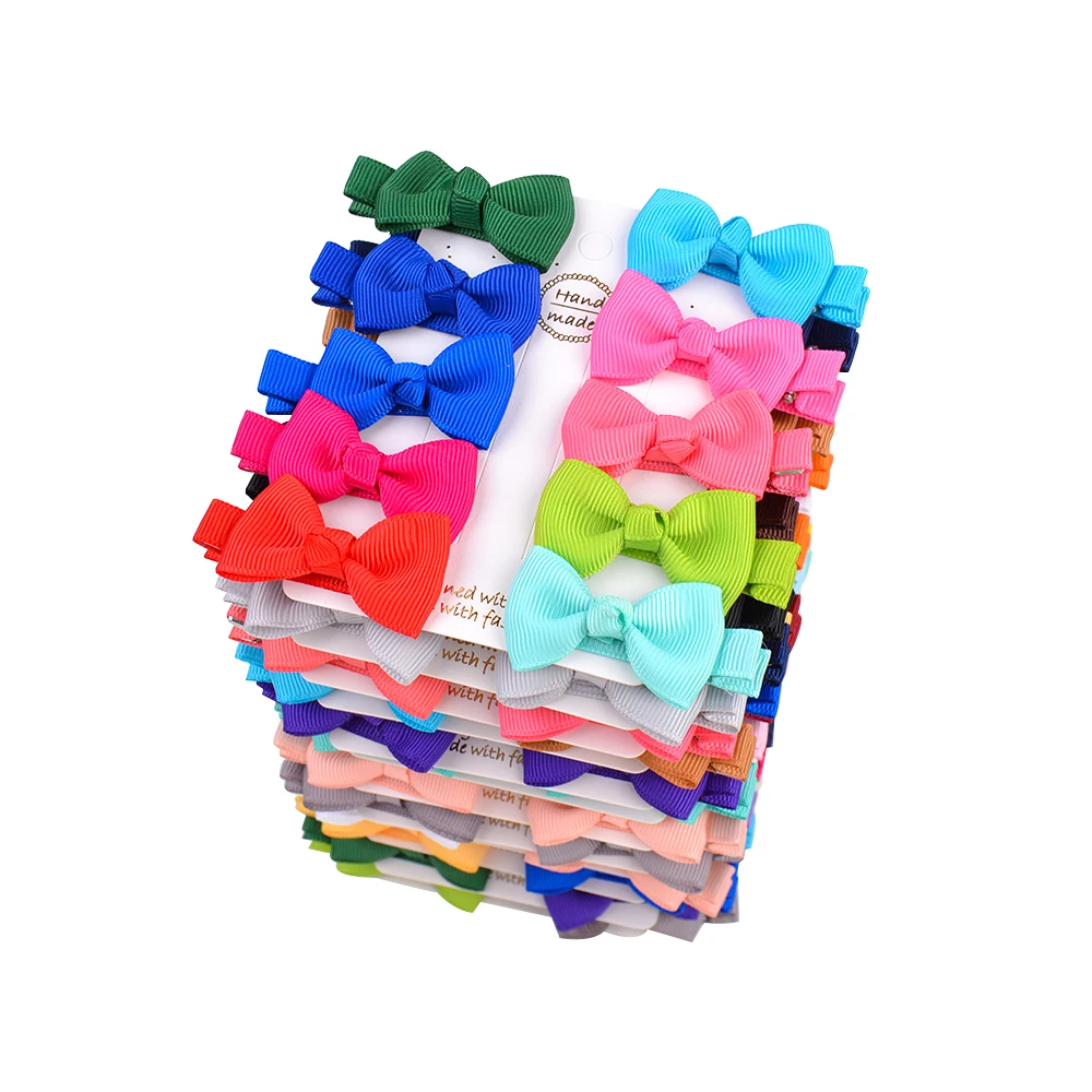 10 шт./лот мини зажим для волос с бантом маленькая милая однотонная лента