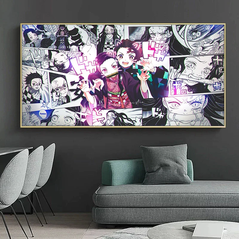 

Japanese Anime Canvas Painting Demon Slayer Posters and Prints Large Size Comic Wall Art Pictures for Home Room Wall Decoration
