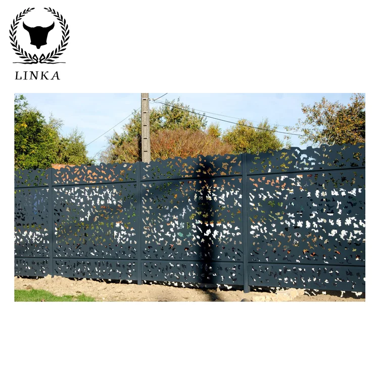 

Custom Powder Coated Laser Cut Decorative Fence Panels Metal Residential Outdoor Decorative Metal Privacy Fencing Panel