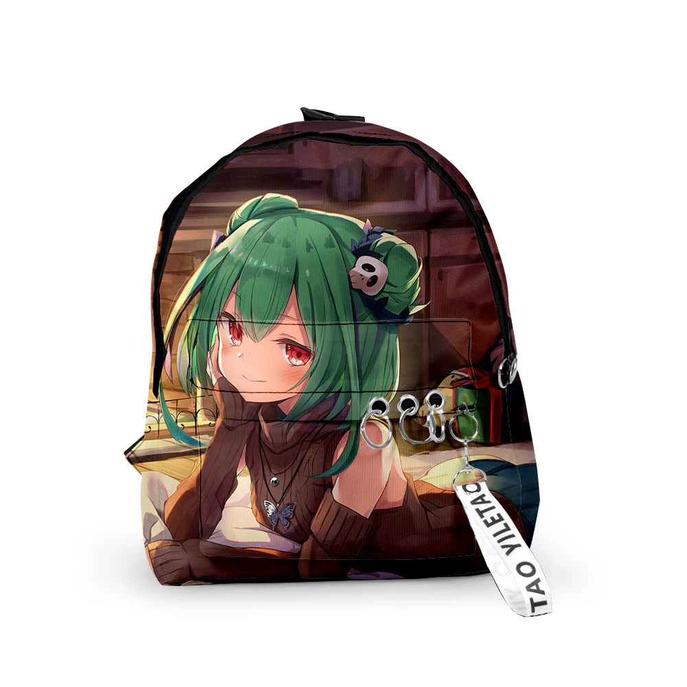 

Fashion Hololive Uruha Rushia Backpacks Boys/Girls pupil School Bags 3D Printed Keychains Oxford Waterproof Cute Small Backpacks