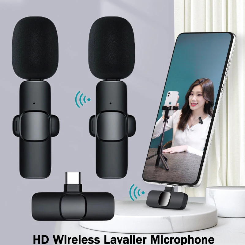 

Беспроводной петличный микрофон HD, портативный мини-микрофон для записи аудио и видео, для iPhone, Android, прямых трансляций, игровых телефонов