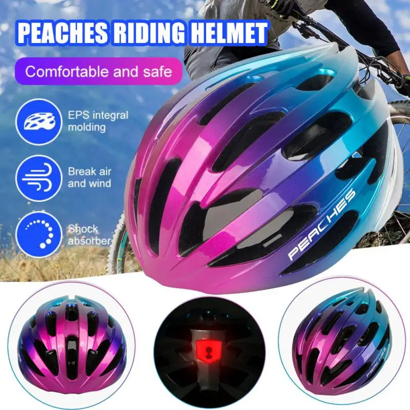 

PEACHES Bicycle Helmet LED Light Cycling Helmet Rechargeable Tail Lamps Mountain Road Bike Helmet Sport Safe Hat For Man New
