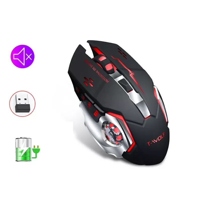 

Gaming Wireless Mouse Rechargeable Silent Cool Breathing Lamp Design Ergonomic Computer Responsive For Laptop PC Macbook Office