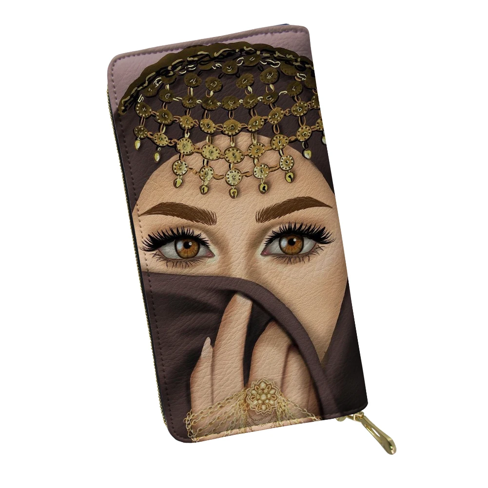 Muslim Islamic Girl Pattern Long Wallet Premium Portable Zipper Clutch Cards Holder Customized Unique Style Woman Coin Purse 