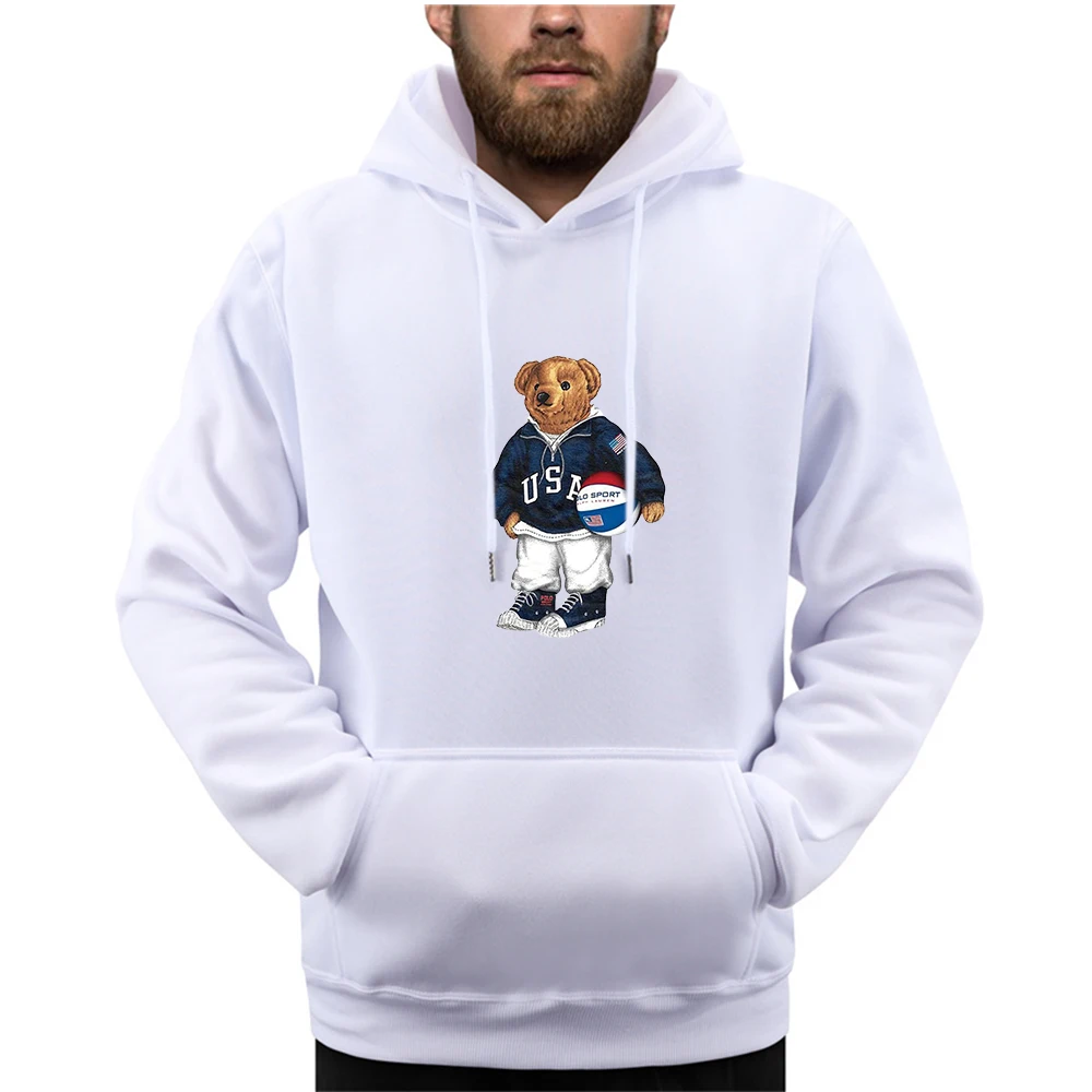 2024 New Designer Men's Hoodies Basketball Bear Graphic Print Long Sleeve Sweatshirts Brand Pullover Winter Tops