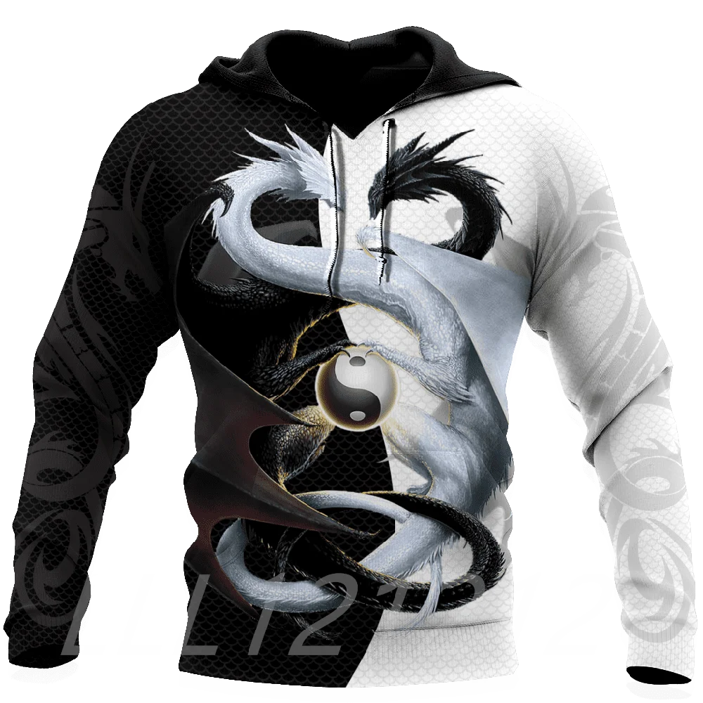 

Men's hoodie 3D printing dragon element fashion sweater personality street home casual pullover oversized jacket 002