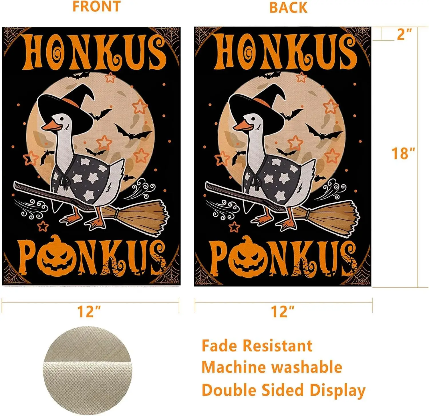 Фото Флаг на Хэллоуин Honkus Ponkus Witch Goose - 12x18 дюймов, двусторонний, забавное украшение для двора, для приветствия гостей и празднования Хэллоуина PPZ №3