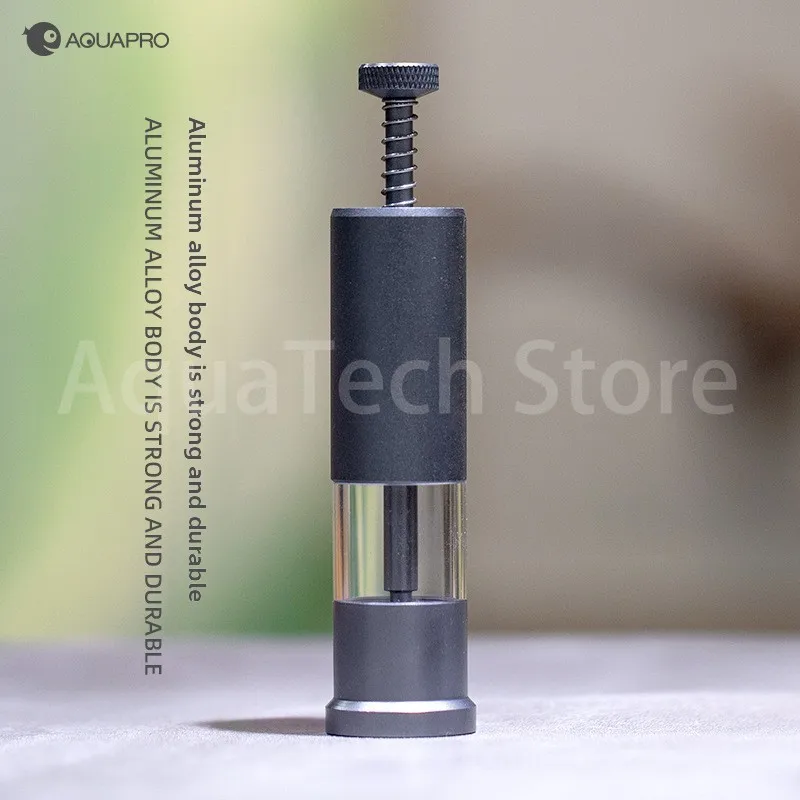 Фото Алюминиевая кормушка для рыб AQUAPRO F1/F2 — прецизионный дозатор пищевых продуктов для небольших аквариумных рыб — регулируемый контроль порции №1