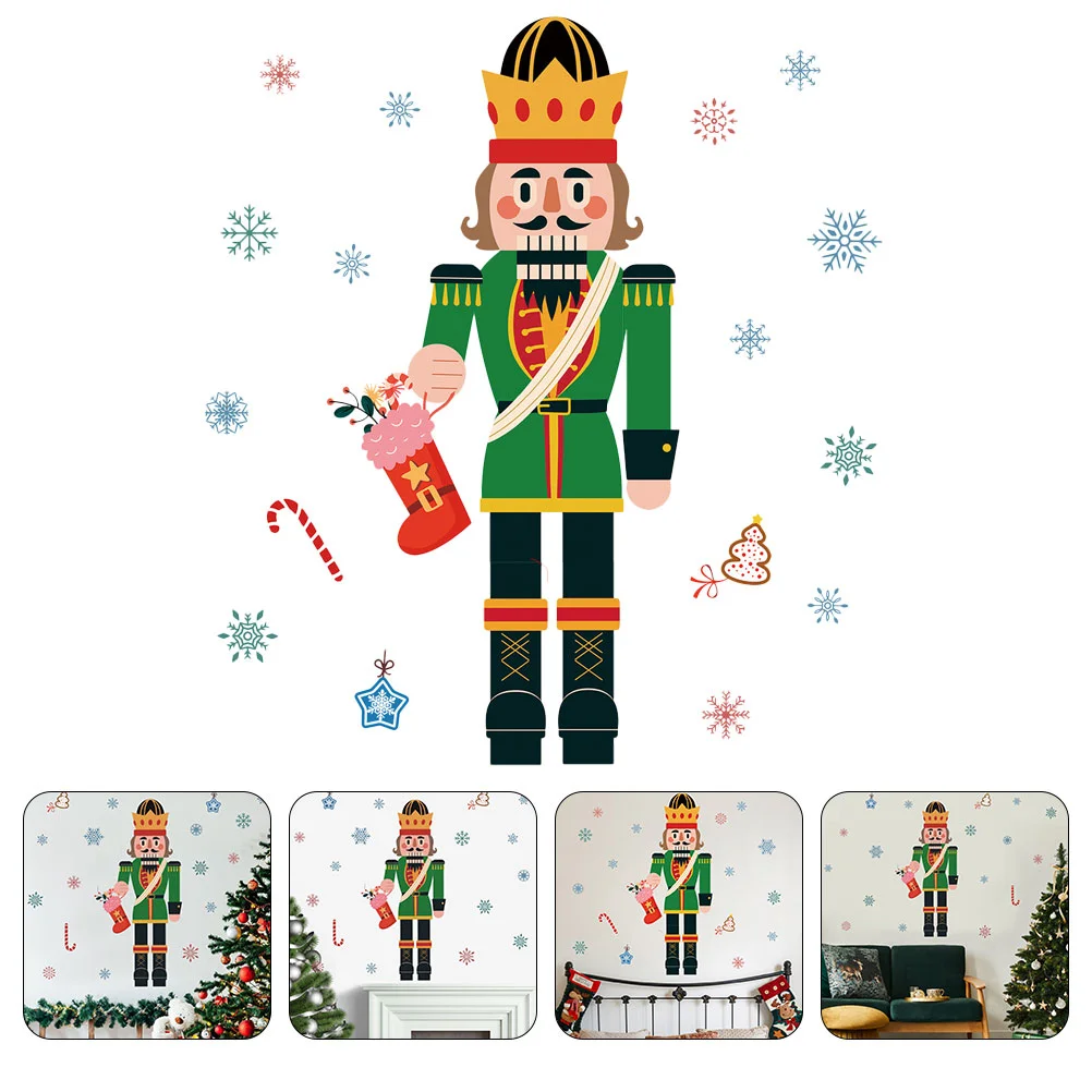 

Christmas Window Stickers Decals Nutcracker Clings Sticker Wall Decor Refrigerator Party Decorationssnowflakes Glasssoldier