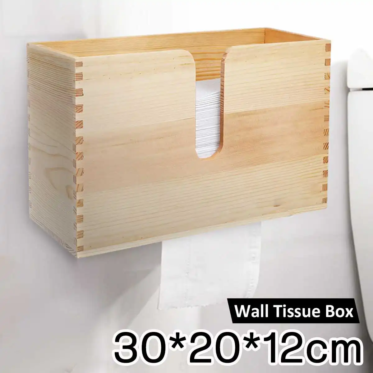 

Retro Wooden Wall Mounted Tissue Box Bathroom Paper Towel Dispenser Holder Container Screw Kit for Home Kitchen Hotel 30x20x12CM