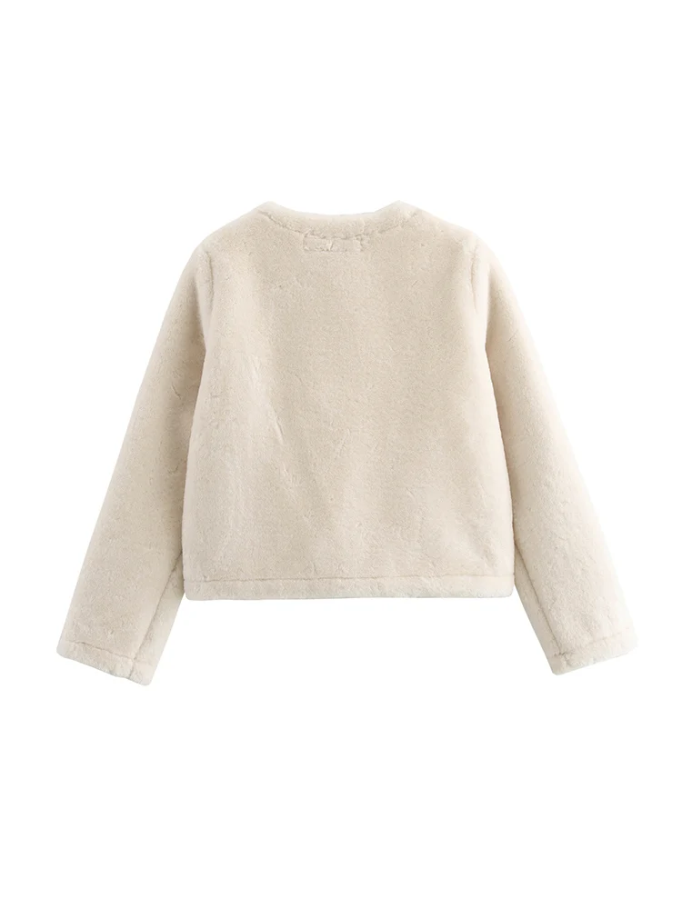 Осень 2024 повседневные женские топы пальто из искусственного меха с узлом