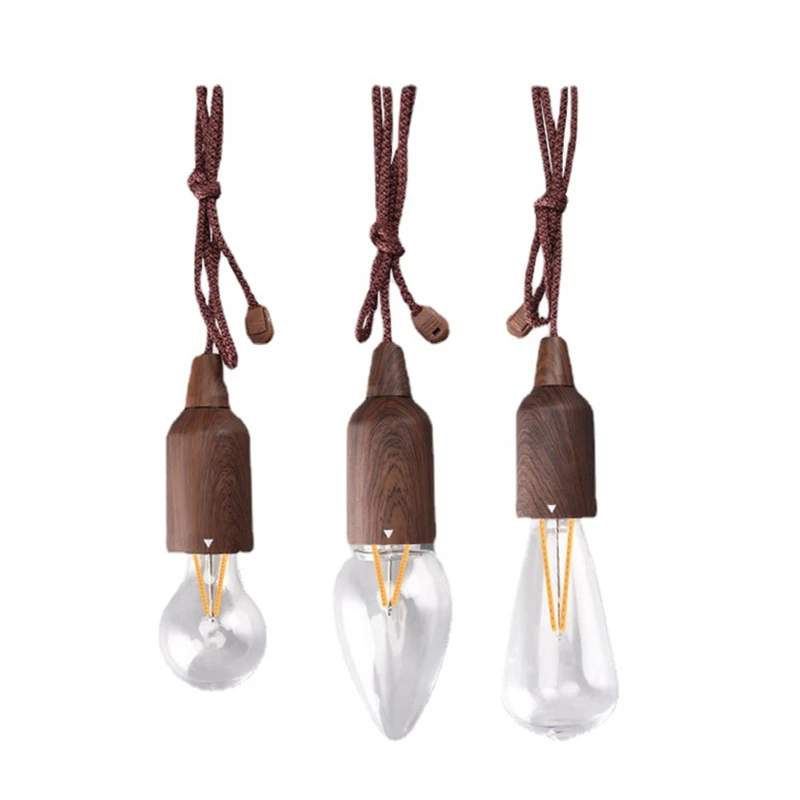 

Retro Camping Wood Grain Cable Light USB Charging Outdoor Tungsten Emergency Camping Light