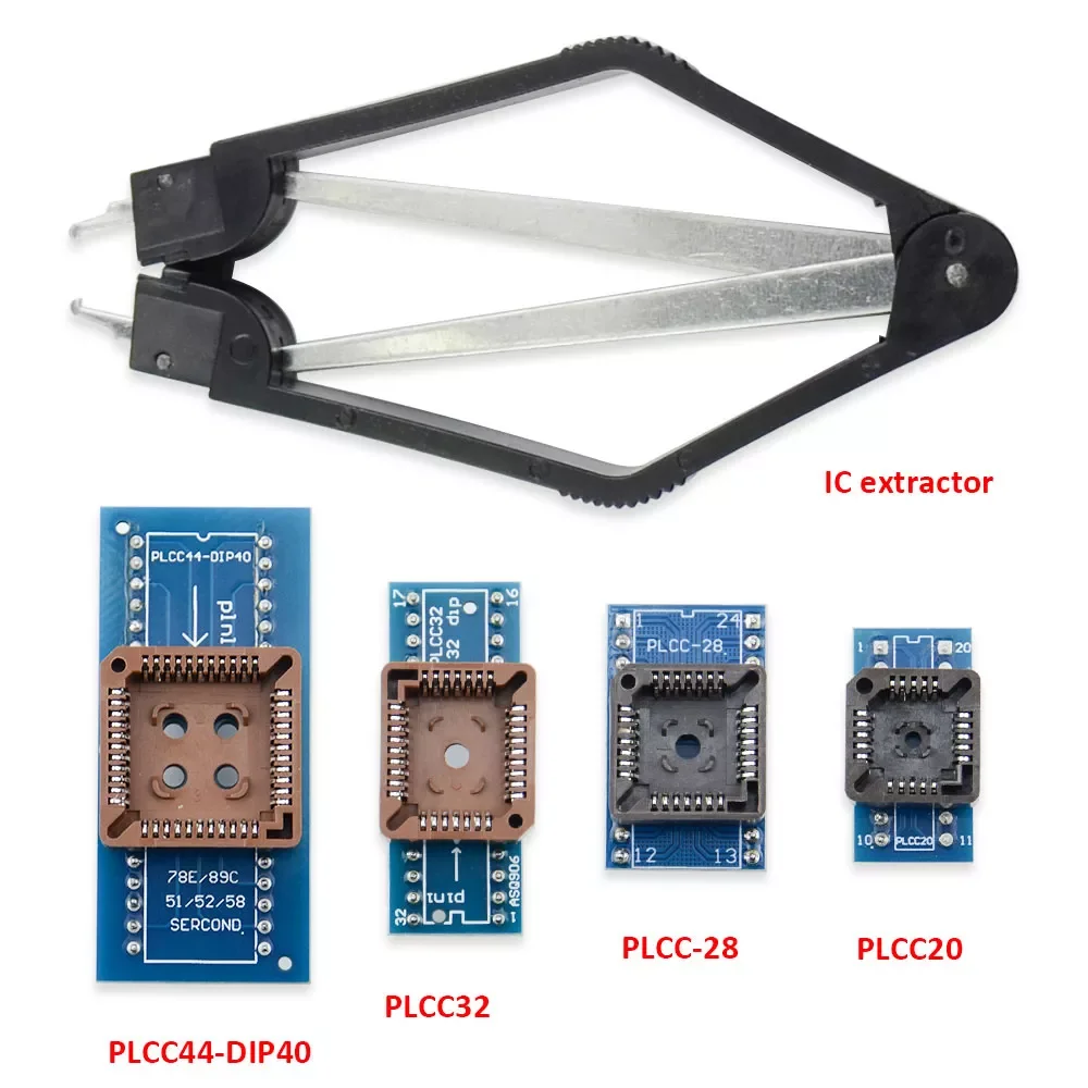 

PLCC32 PLCC28 PLCC20 Adapter Socket+ PLCC Extractor For RT809H TL866II PLUS Programmer Chips Tablet