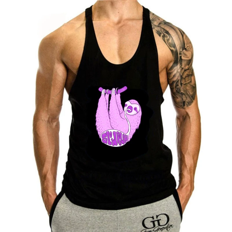 

Sloth Slow Down White, Custom Made tank top men O-Neck Fashion Casual High Quality Print tank top men Unisex Fashion tank top me