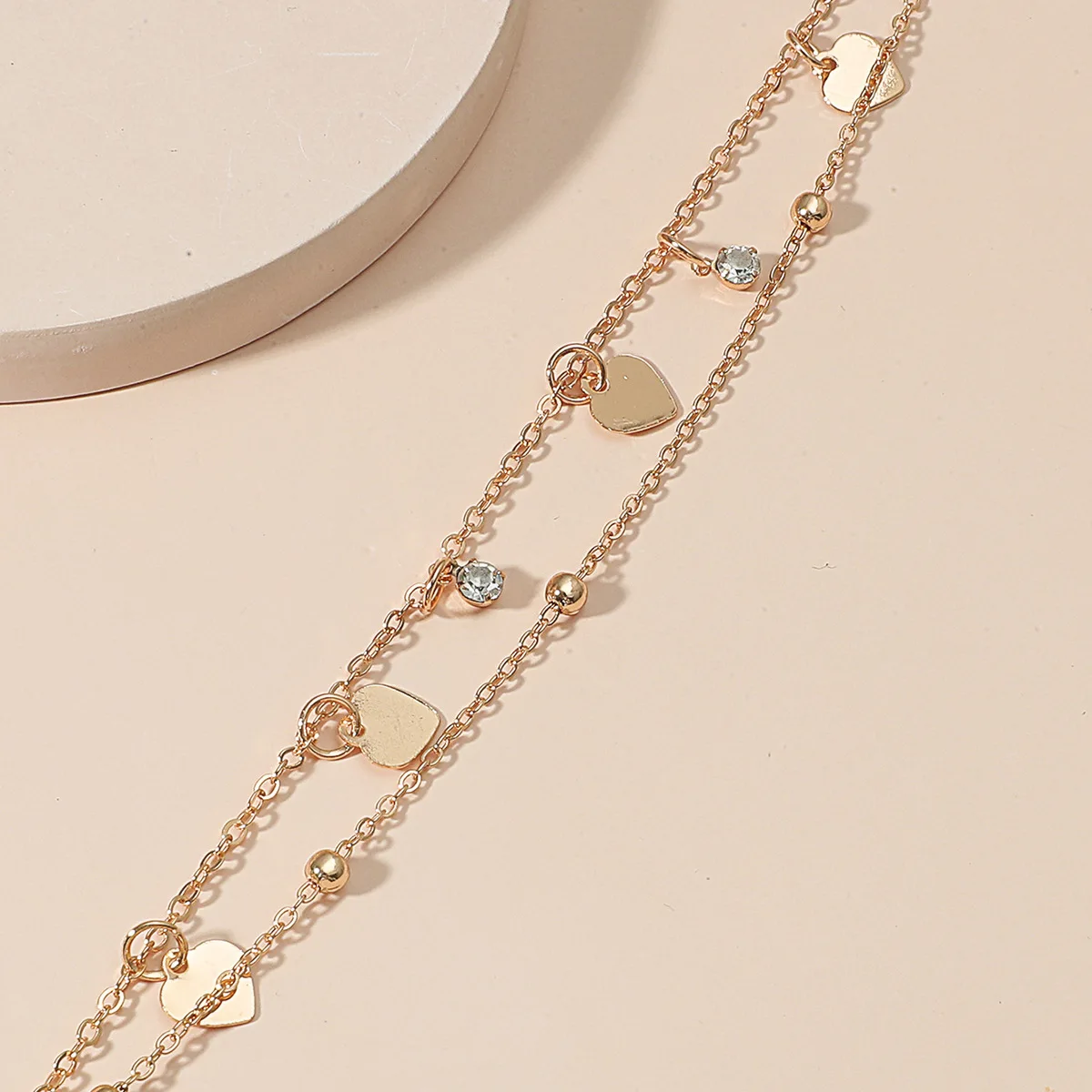 

Double Layer Heart Anklet Vintage Peach Multilayer Beach Charms Ankle Bracelet Halhal Jewellery Anklets For Women O1519