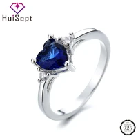 huisept ring for women 925 silver jewelry heart shape sapphire zircon gemstone finger rings ornaments wedding party bridal gift