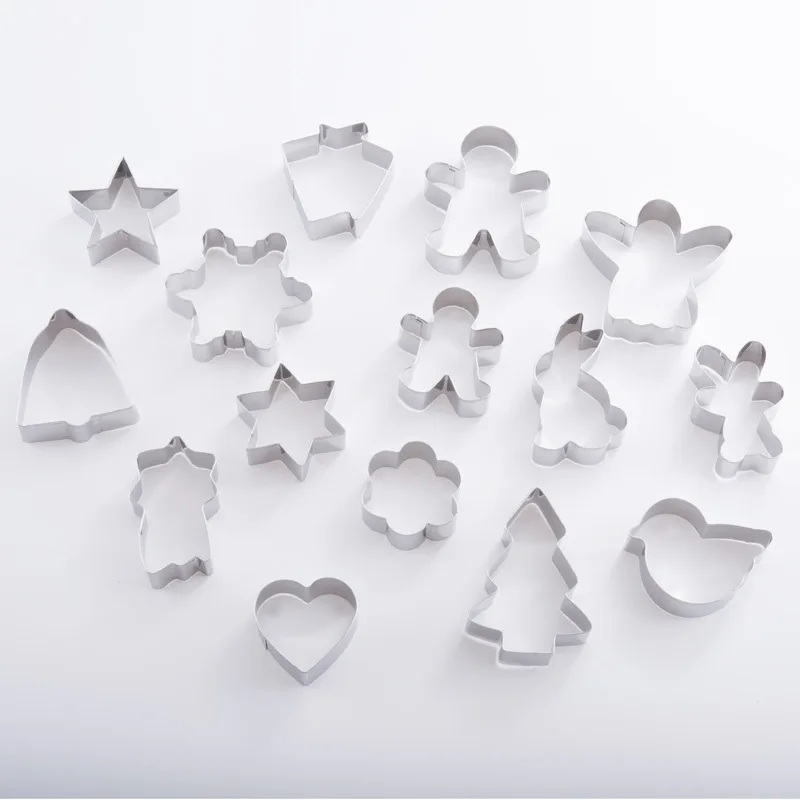 

15 Piece Christmas Cake Mold Baking Kits DIY Creative Baking Accessories Stainless Steel Biscuit Mold for Home Party