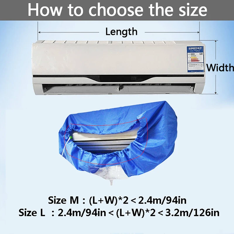 

Air Conditioning Cover Washing Wall Mounted Air Conditioner Cleaning Protective Dust Cover Clean Tool Tightening belt for 1-3P