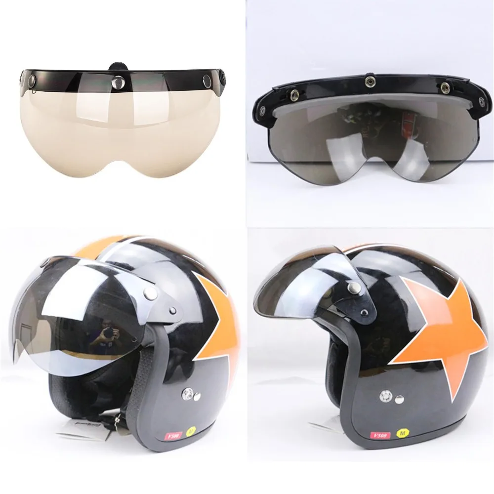 

Motorcycle High Quality Wind Shield Visor Lens Pilot-Style 3-Snap Helmets Half Face Accessories Half Open