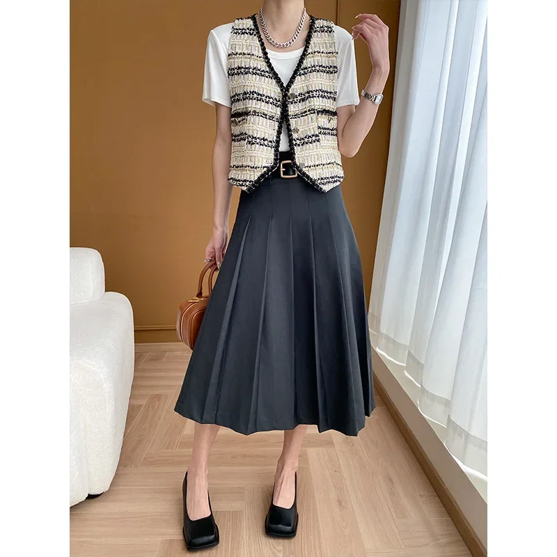 Женский твидовый жилет с V-образным вырезом без рукавов