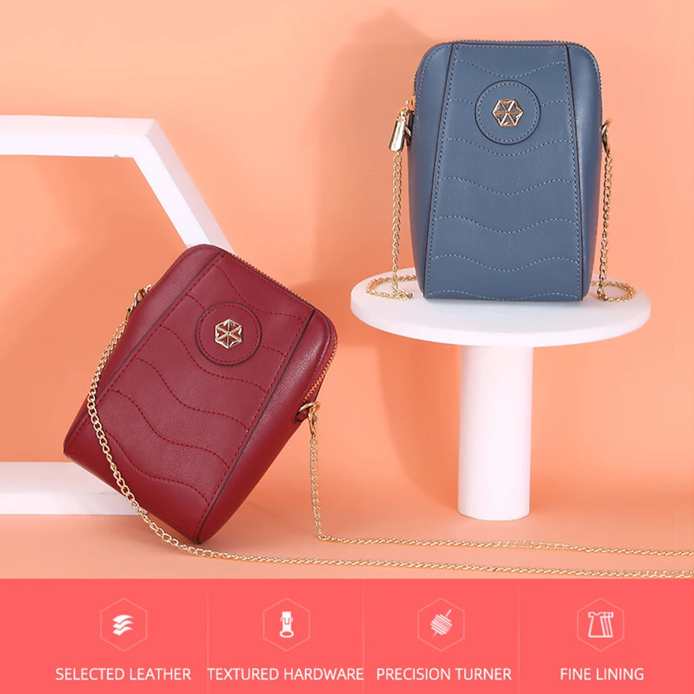 

Mobile Phone Metal Chain Shoulder Bag High Quality Pu Leather Wallet Zipper Women Cosmetic Bag Coin Purse Card Holder 카드지갑