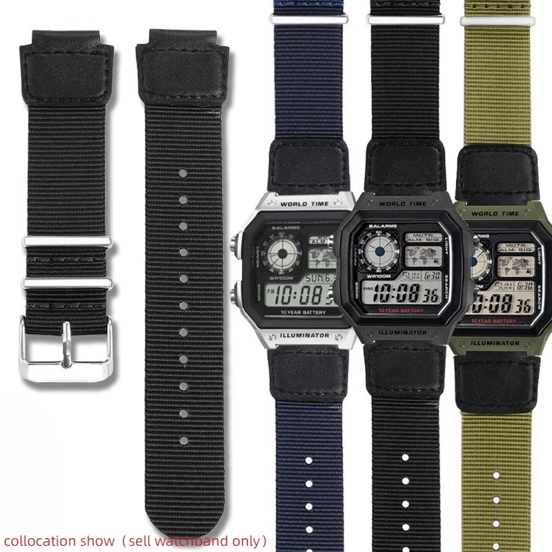 

18mm nylon Watch Strap for Casio AQ-S810W S800W W-735H SGW-300 /400 AE-1000W 1200 Black Silicone Men Wrist Band Rubber Bracelet