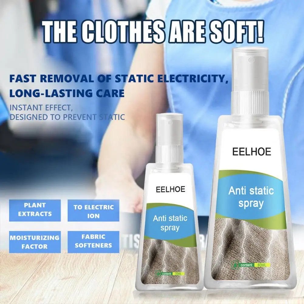 

Новый Антистатический спрей, 30 мл/60 мл, снижает статическую электромобильность на одежде, антистатический спрей для мебели, прачечной, авто...