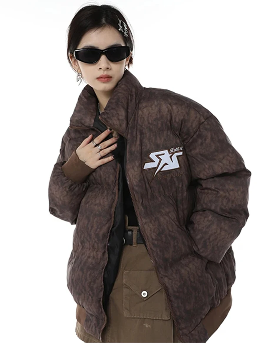 Парка Harakuju в стиле хипсоп с вышитыми надписями Повседневная универсальная