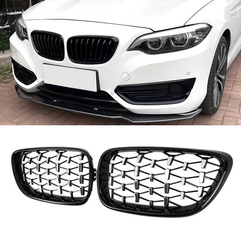 Бриллиантовая передняя решетка радиатора для BMW 2 серии F22 F23 F87 M2 гоночный гриль