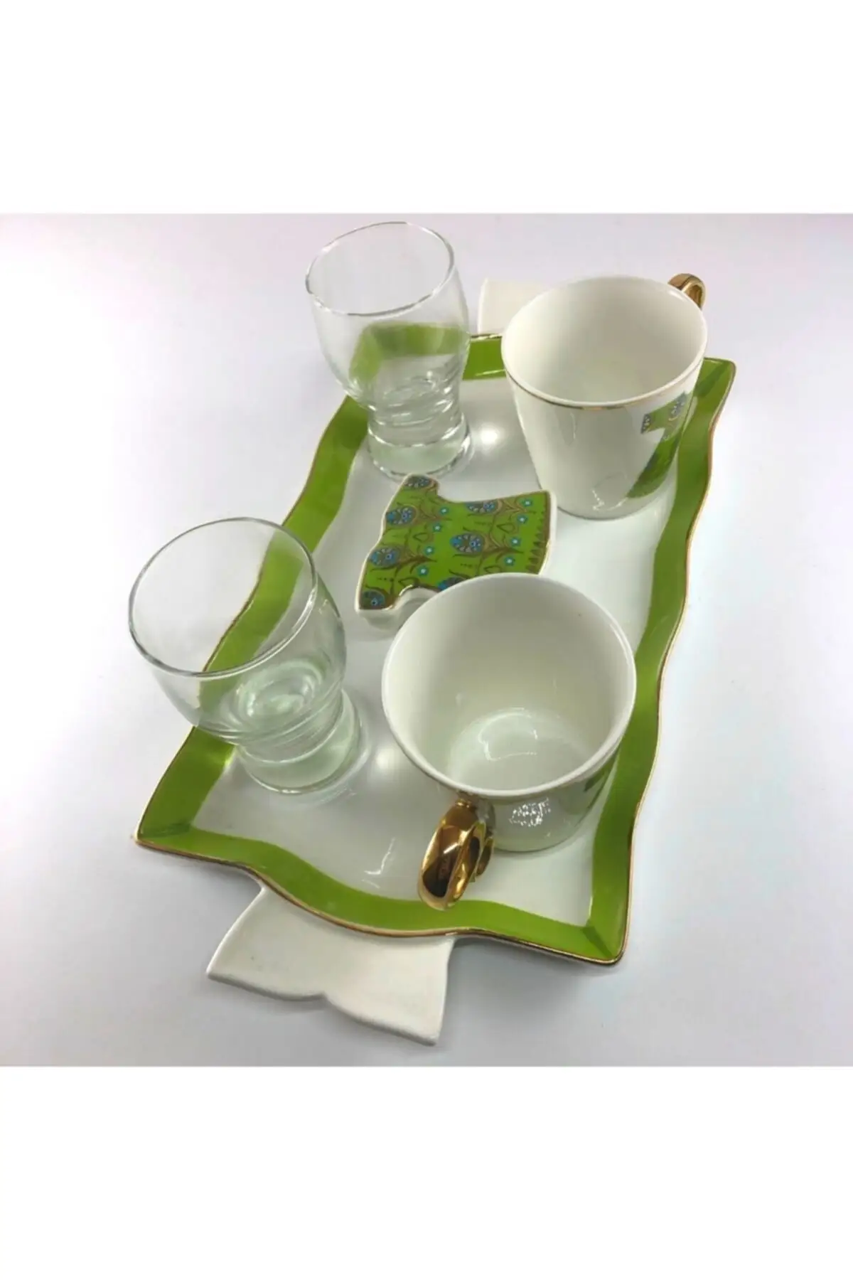 

Amazing Turkish Greek Arabic Coffee & Espresso Cup Set Patterned Gold Gilded 2 Psc. Coffee Cup Set