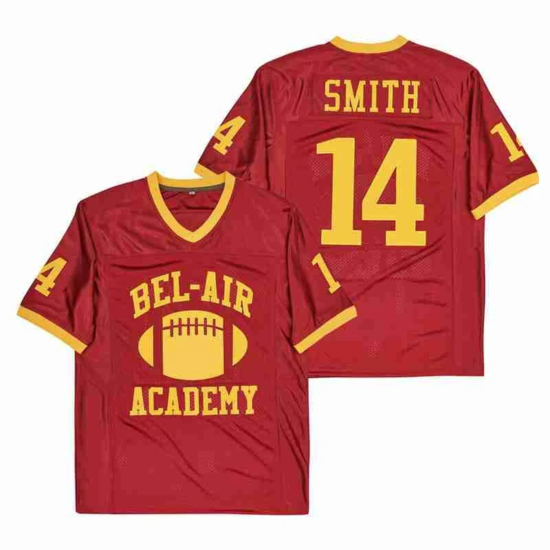 Bg Men American Football Jersey Bel-air Academy 14 Smith 2023 New Sewing Embroidery Outdoor Sports Mesh Ventilation Red