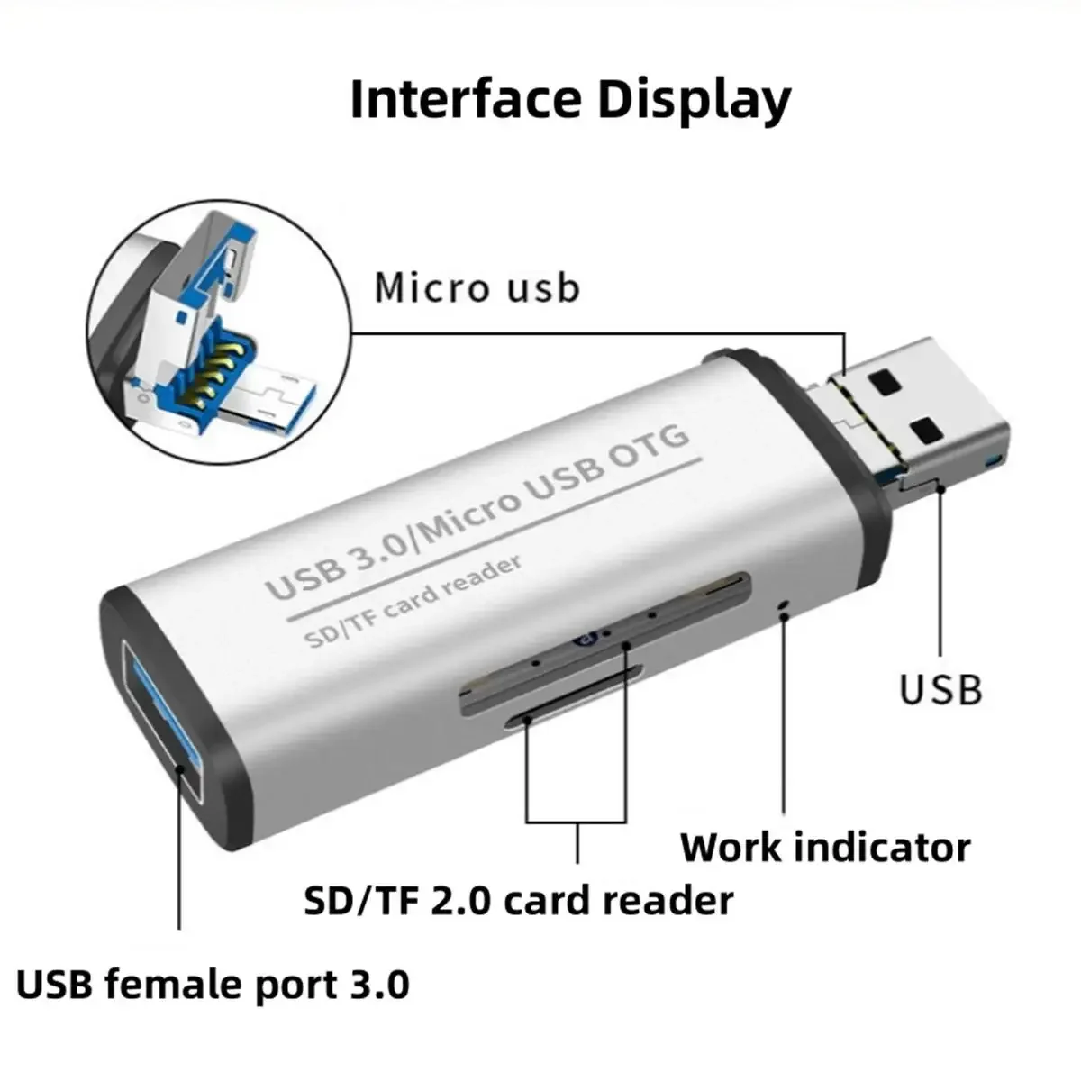 ADS-102 USB 3 0 Micro OTG TF и SD кардридер двойная карта двойное чтение алюминиевый сплав