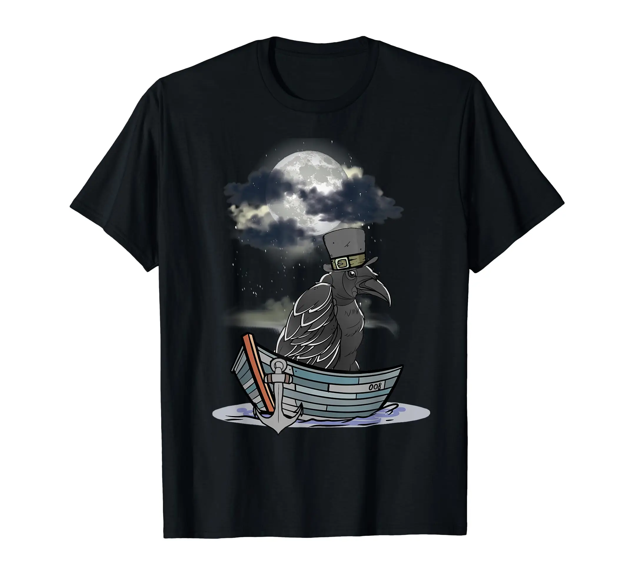 Мистическая лодка Ferryman Ravens Crows Boat Halloween Moon Футболка Винтажная уличная одежда