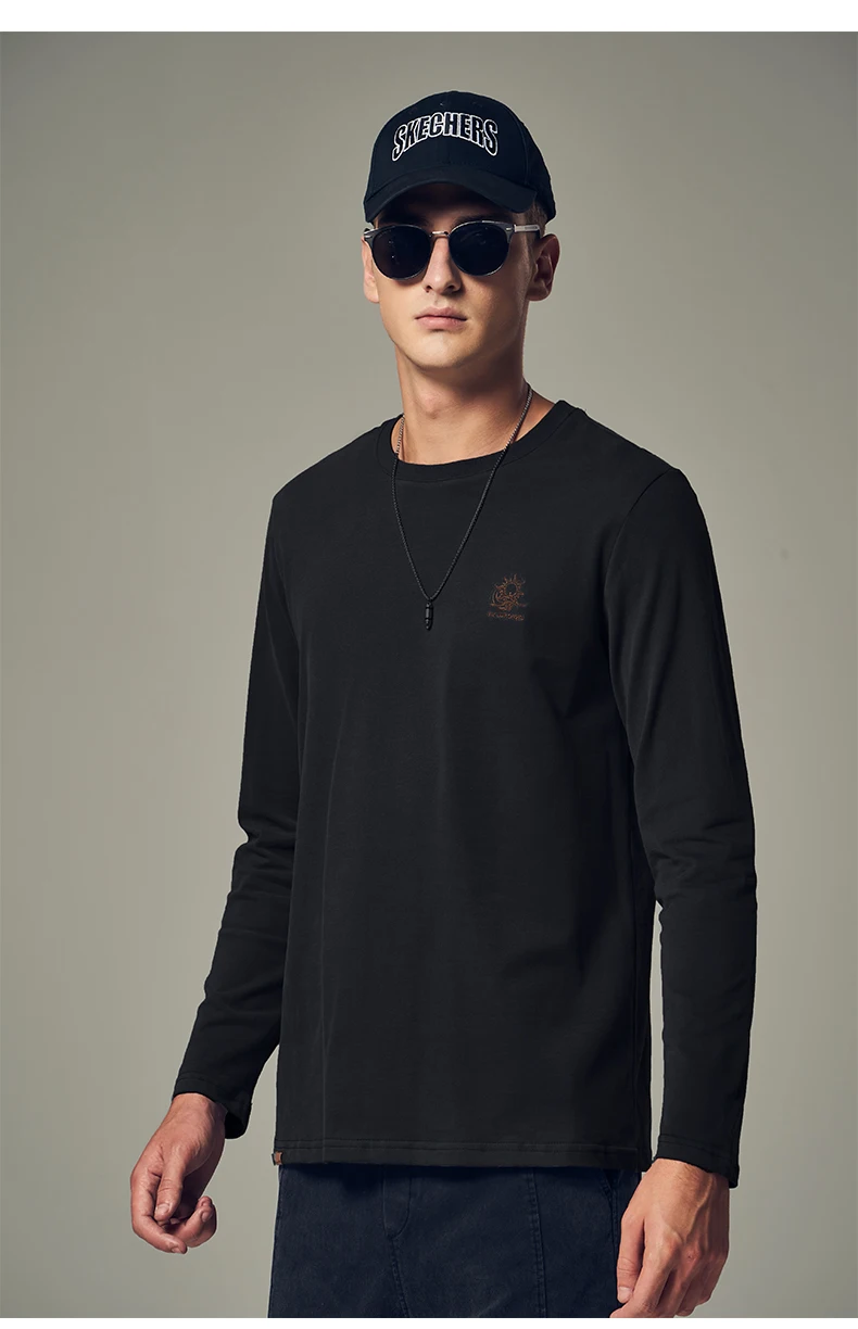

6458 European and American simple round neck bottoming shirt men's creative heavy cotton long-sleeved T-shirt men