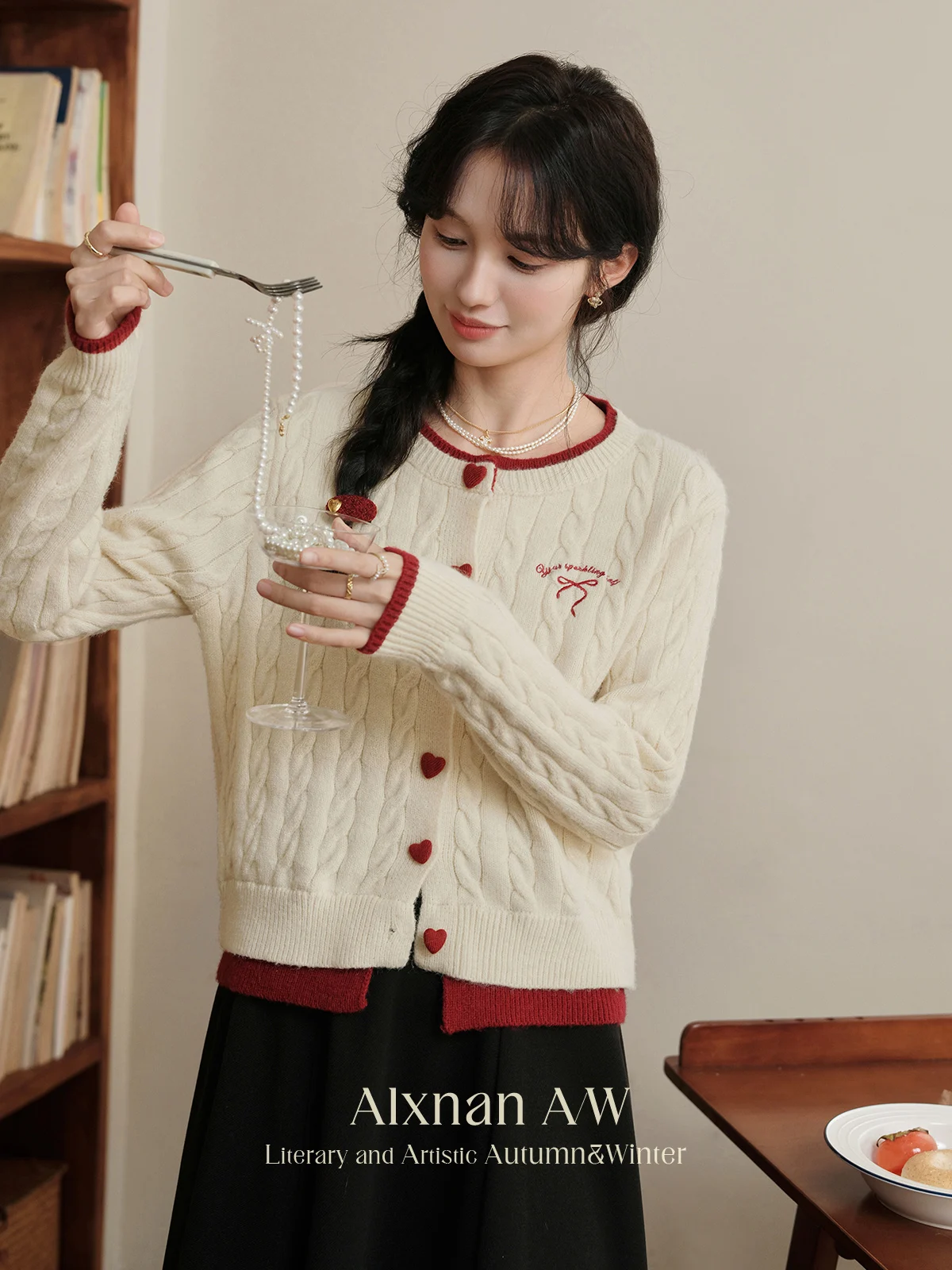 ALXNAN женские милые искусственные кардиганы из 2 предметов модный свободный свитер