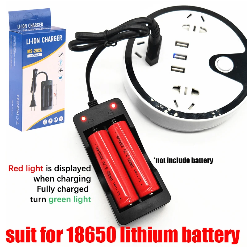 

1Pc 2 Slots 18650 Lithium Battery Charger Li-ion Rechargeable Battery Charger 18650 Battery Charger Dock Station Cradle