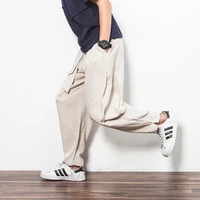 mens pants summer chinese style large size solid color casual sweatpants trendy mens thin legged harlan linen pantalons homme