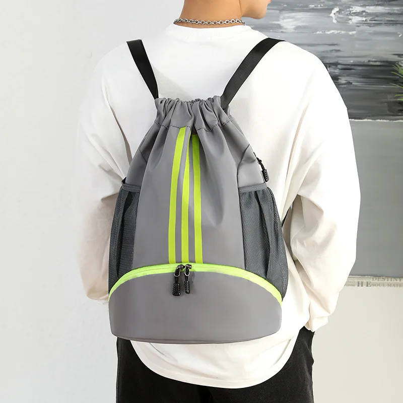 

Баскетбольная сумка для мужчин и женщин, сухая и влажная сумка с разделением, школьный ранец на шнурке для плавания, фитнеса, футбола