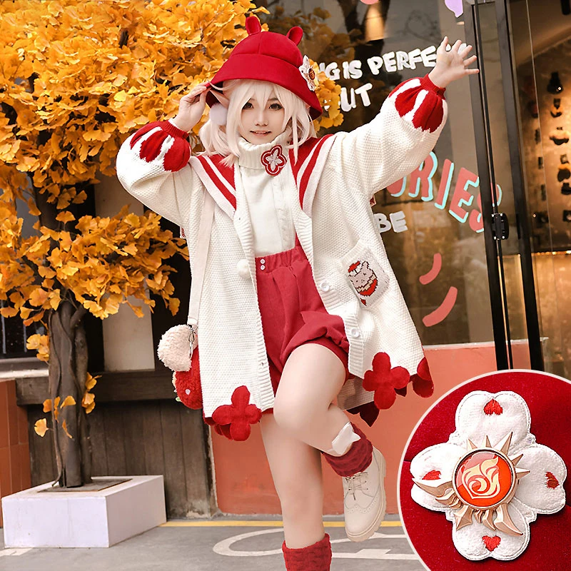 

Костюм для косплея Genshin Impact Klee, игровой костюм, милая повседневная одежда, костюм для вечеринки, пальто, брюки, Карнавальная Униформа на Хэллоуин