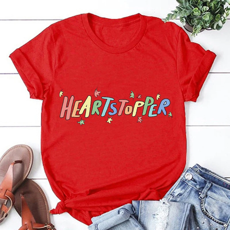 

Heartstopper Rainbow Tshirt Nick and Charlie Romance 2022 New TV Series Fans T Shirt Men Women Harajuku Oversized Tees Unisex