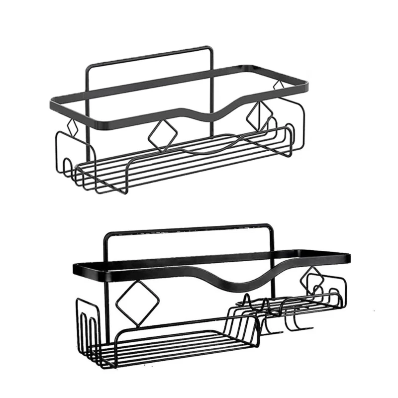 

Wall Mount Bathroom Shelf Punch Free Hangable Organization Rack Multifunction