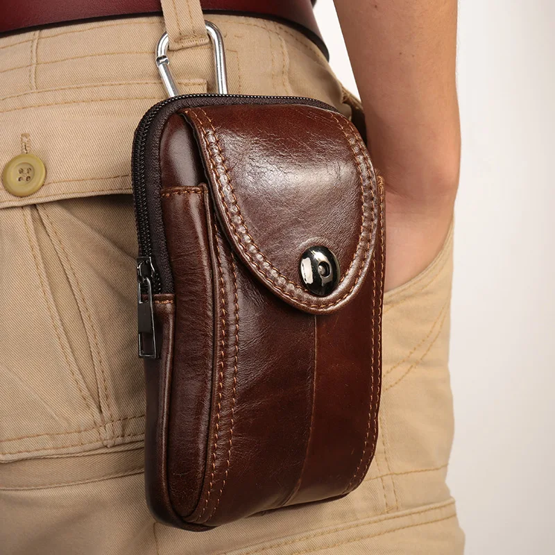 Мужская поясная сумка из натуральной кожи, модный роскошный маленький кошелек на ремне для мужчин