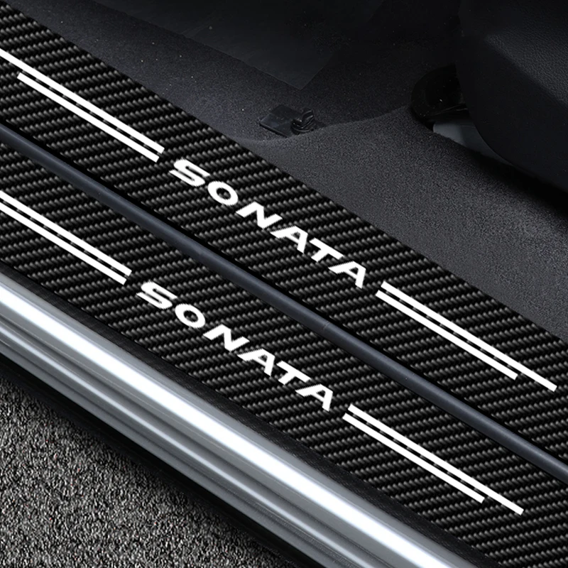 

Anti Scratch Scuff Plate Protective Sticker For Hyundai Sonata 2021 2019 2017 2016 Car Door Sill Carbon Fiber Decals Car Styling